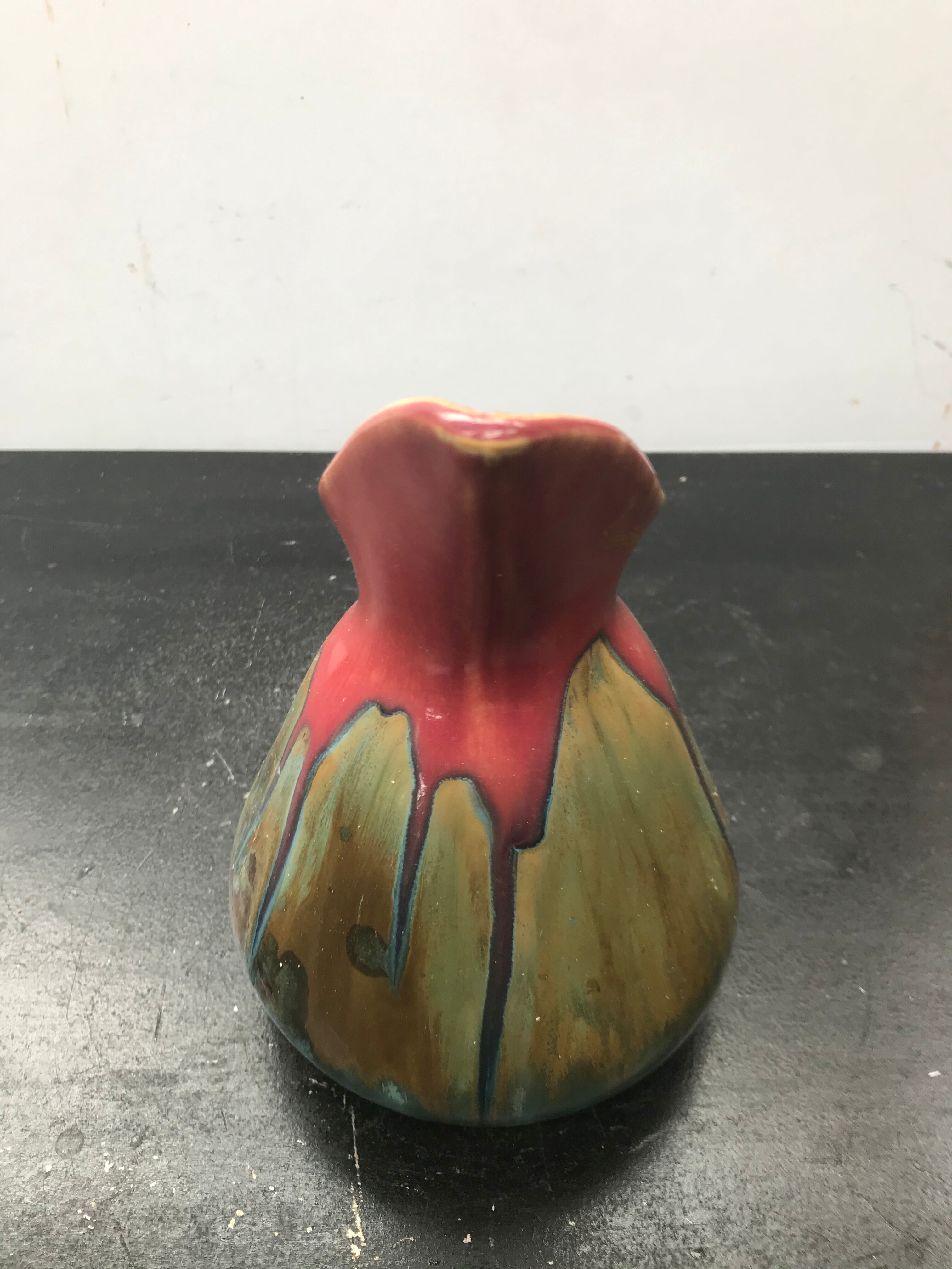 Former pitcher bec ceramics rose - vintage blue