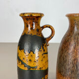 Set of Two Pottery Fat Lava Vases "Multi-Color" by Scheurich, Germany, 1970s