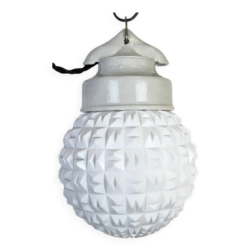 Vintage White Porcelain Pendant Light, 1970s