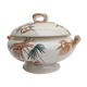 Porcelain soup tureen with heron and bamboo decor