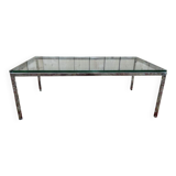 Table basse en métal chromé et verre 1970