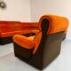 Canapé d angle vintage modulable orange design années 70 pop 