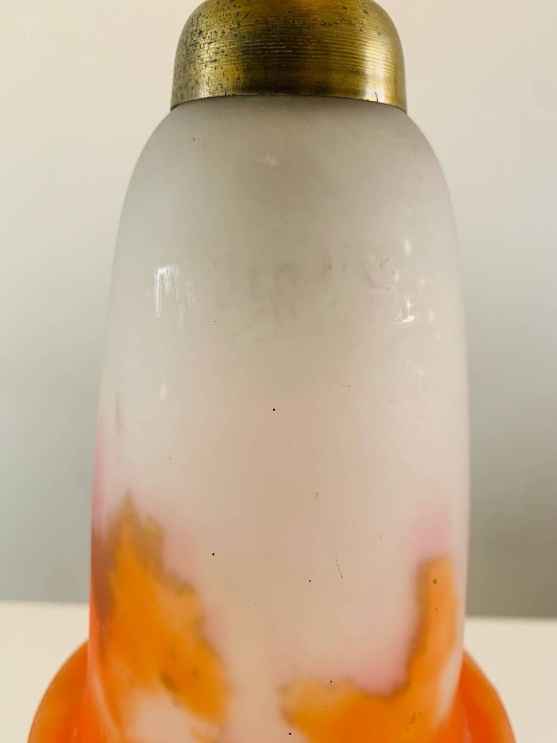 Antique desk lamp - Tulip glass paste signed Muller Frères