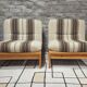 Pair of vintage 1970s armchairs in solid pine.
