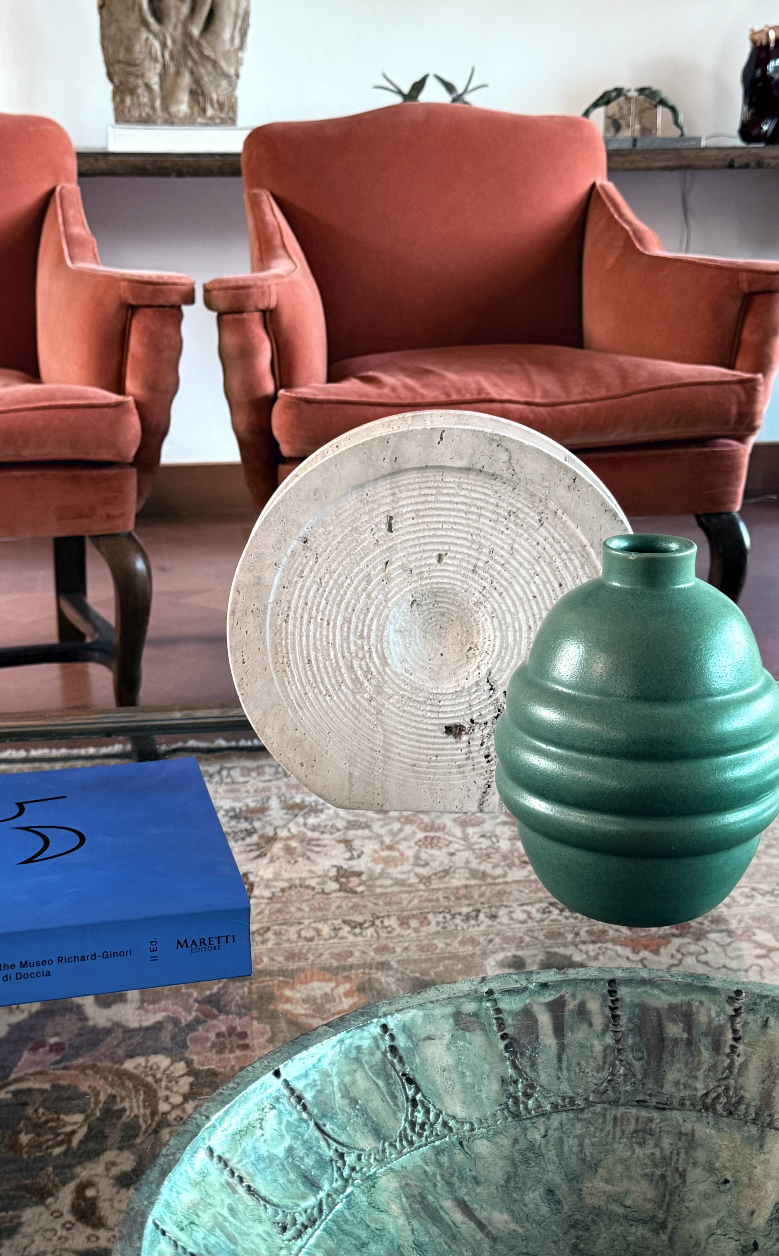 Mid-century modern travertine solifleur vase, Cerri Nestore, Italy, 1970s