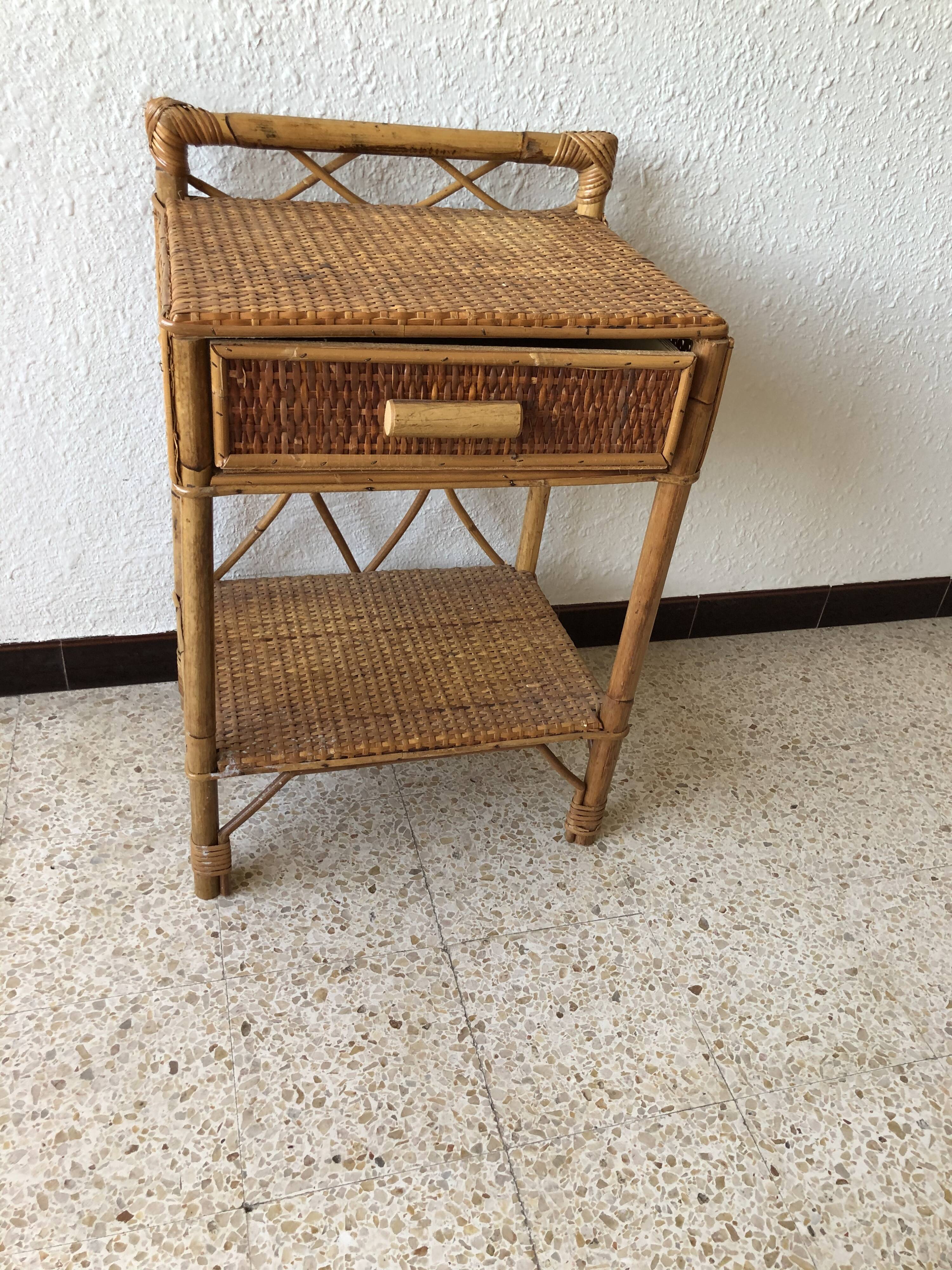 Vintage rattan nightstand