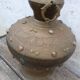 Pot in hammered copper and natural stones mounted in lamp india asia
