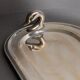 1960s vintage silver-plated oval tray with swan head handles.