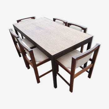 Table dining table with 6 chairs - 1970 s