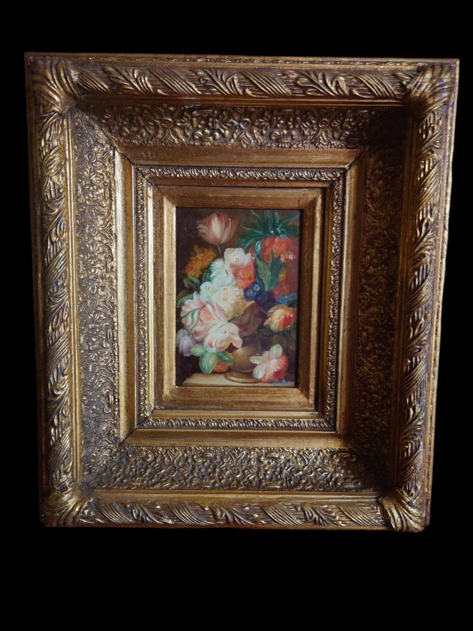 Oil on wood signed gilded frame XX centuries
