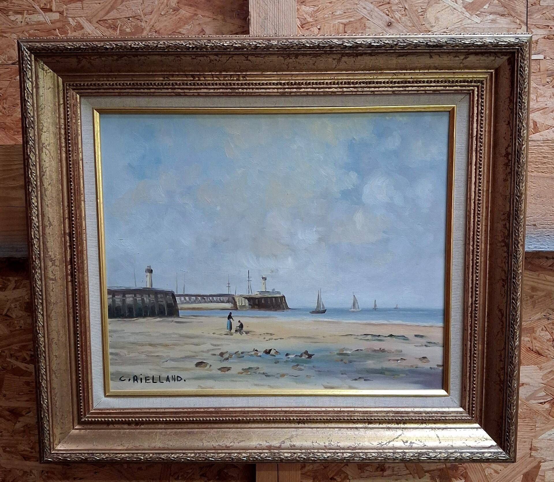 Christophe Rielland (XXᵉ siècle) – Vue de port et plage animée
