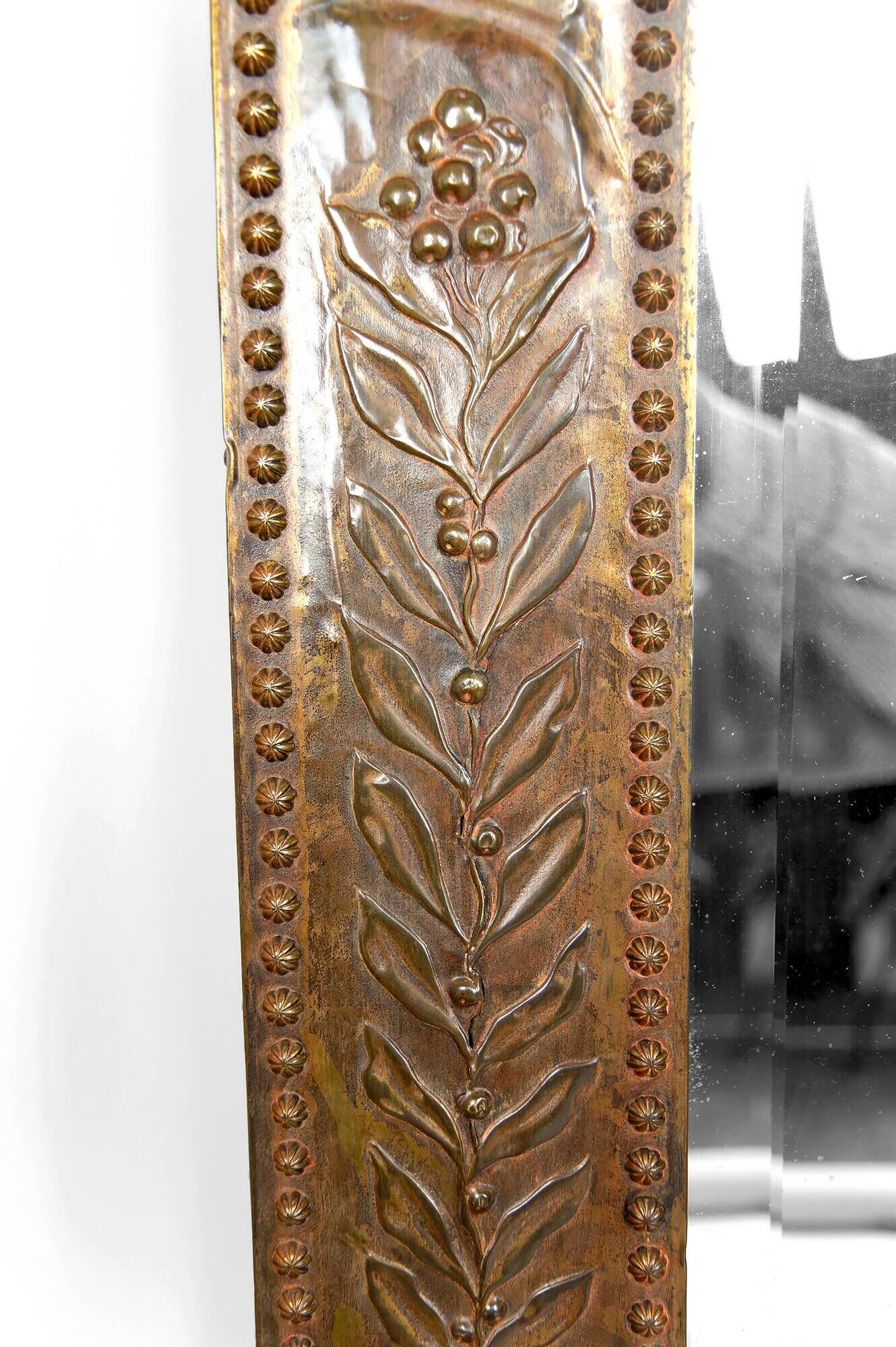Art Nouveau mirror, "The French Rooster Triumphant over the German Eagle", 1916
