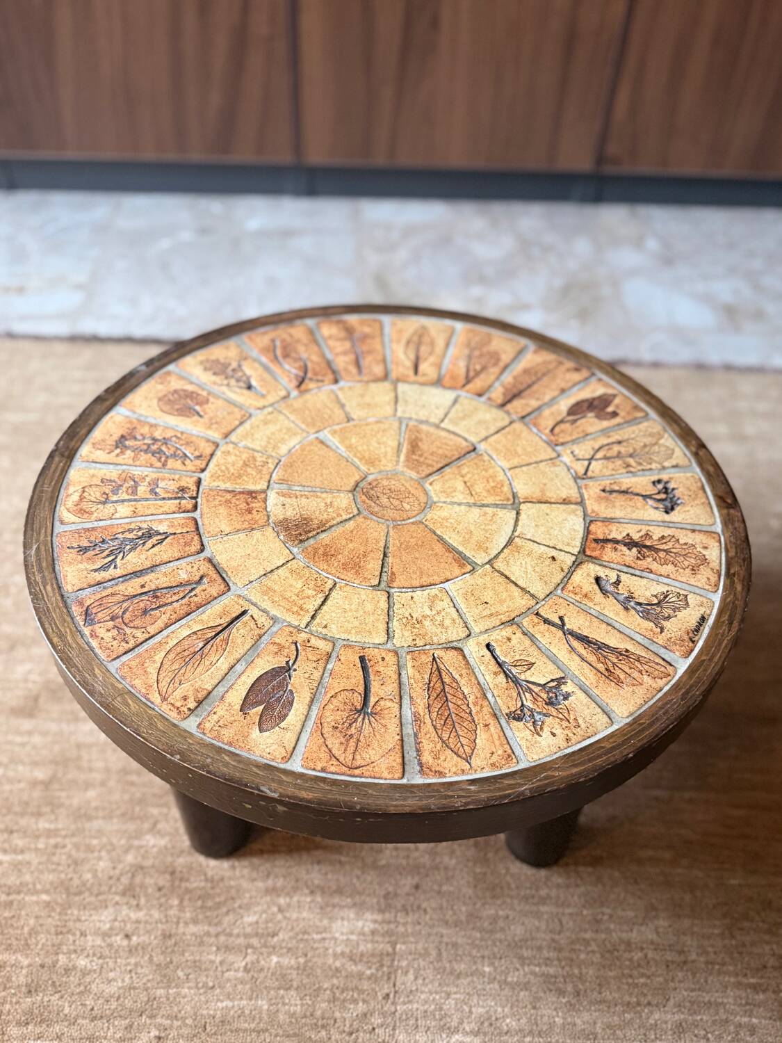 Roger Capron Vallauris vintage herbarium ceramic coffee table