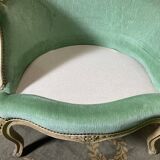 Pair of green Louis XV style bergères armchairs