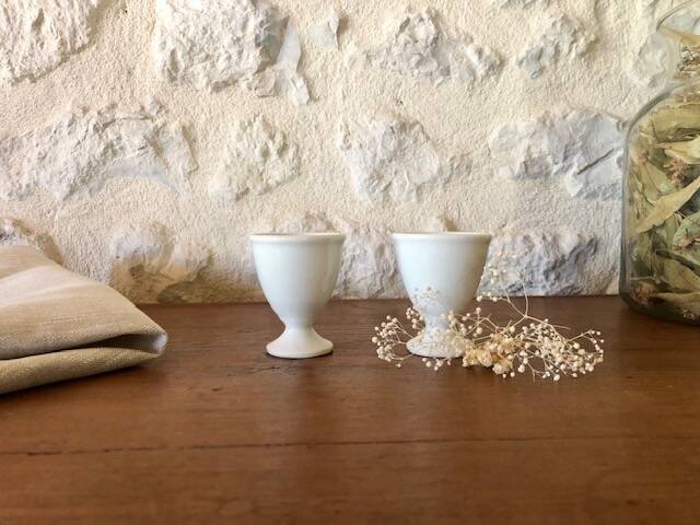 Antique earthenware egg cups