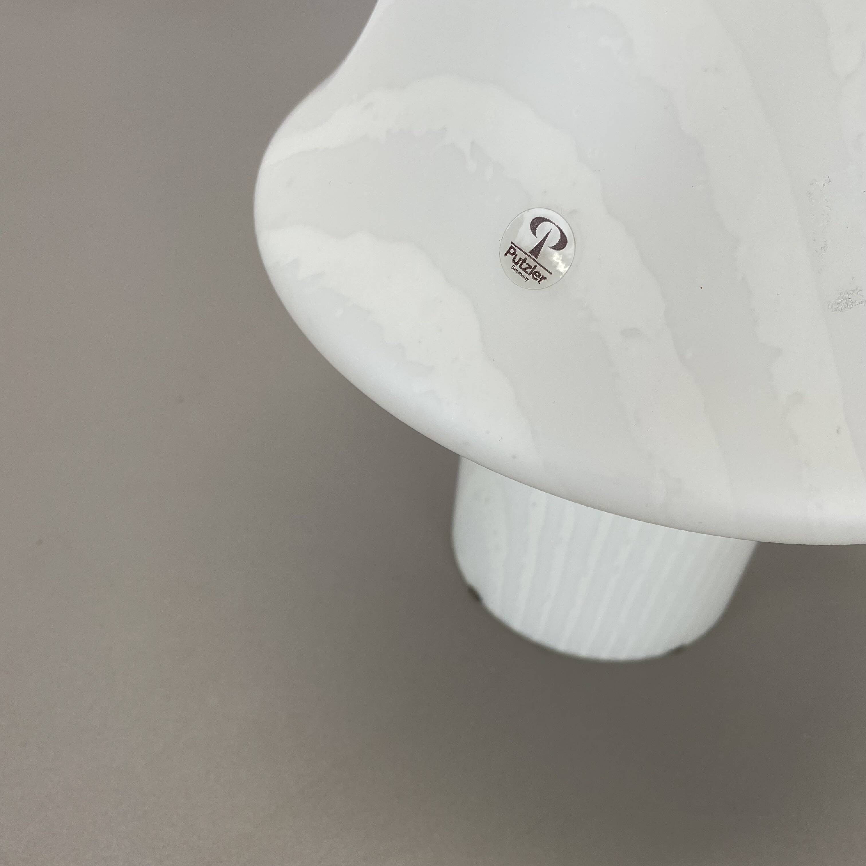 Original glass mushroom zebrano desk light by peill & putzler germany  1970s