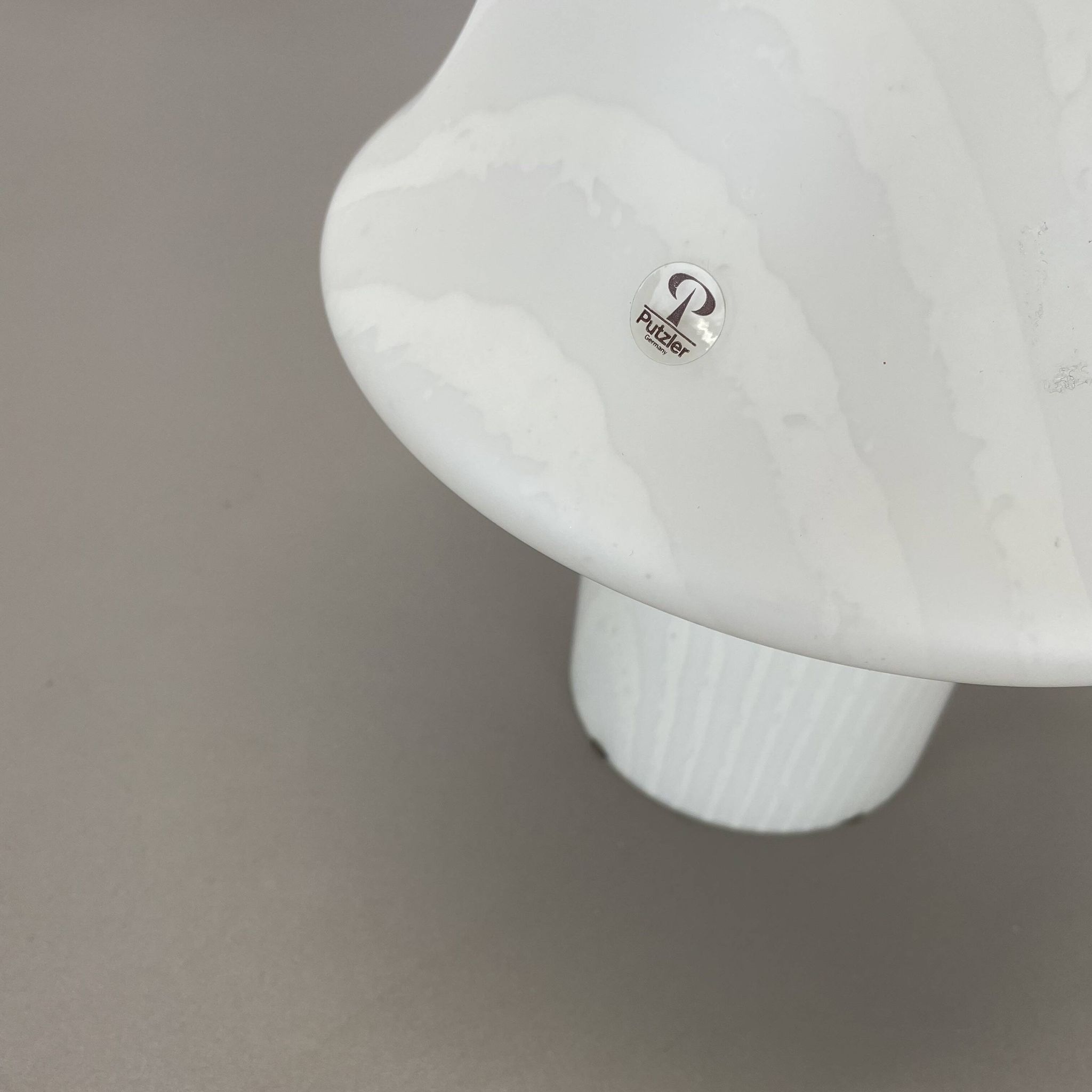 Original glass mushroom zebrano desk light by peill & putzler germany  1970s