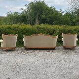 Velvet sofa and 2 armchairs