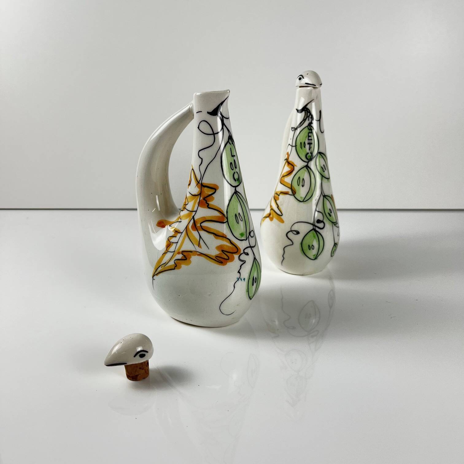 Oil, vinegar, salt & pepper set – Italy, 1950s, MCM