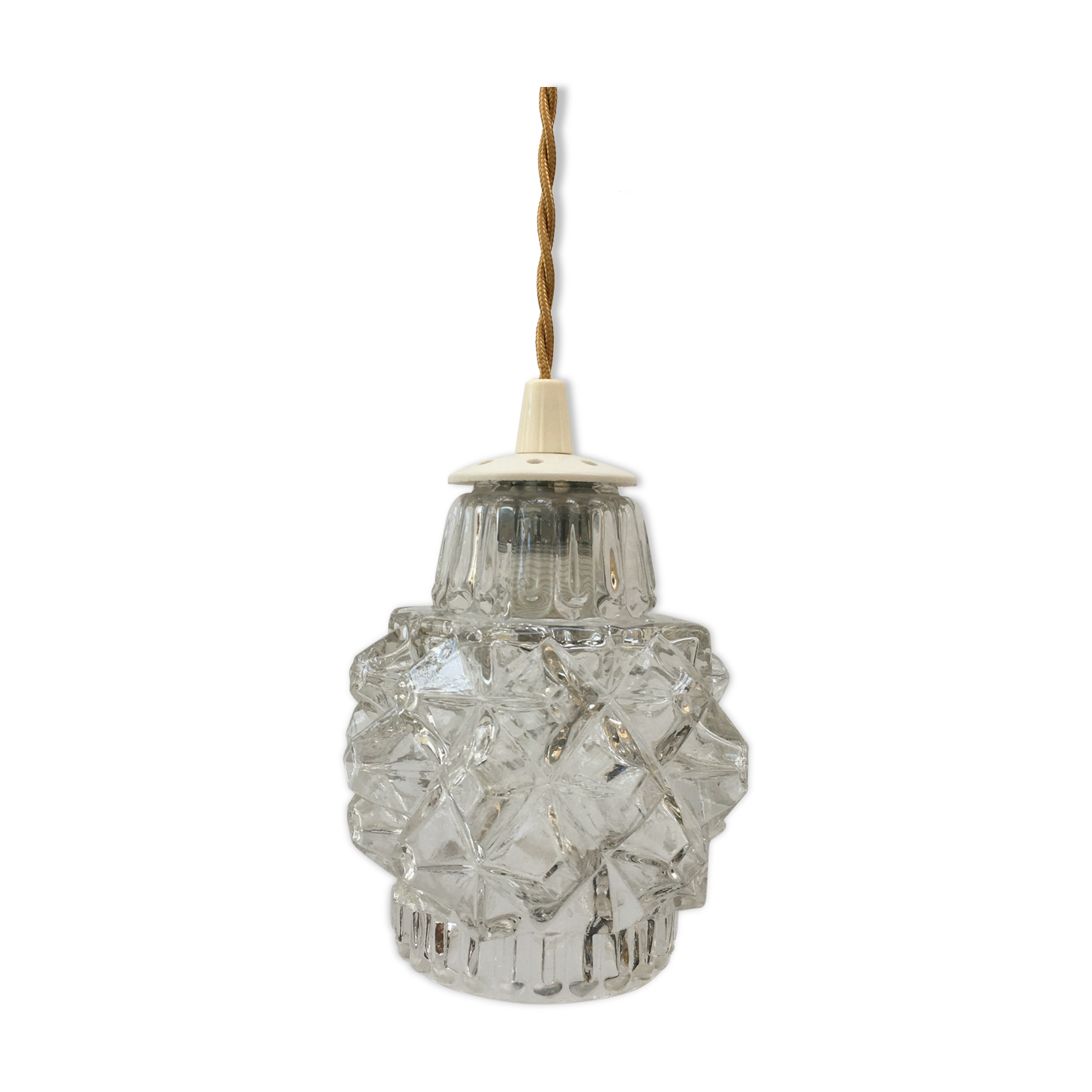 Vintage molded glass pendant lamp