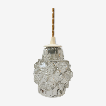 Vintage molded glass pendant lamp