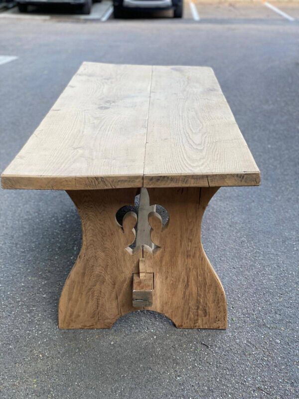 Table de ferme monastère rénovée en bois massif XVIII ème 200cm