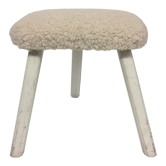 Tabouret hêtre peint, tissu "mouton"  danois 60's