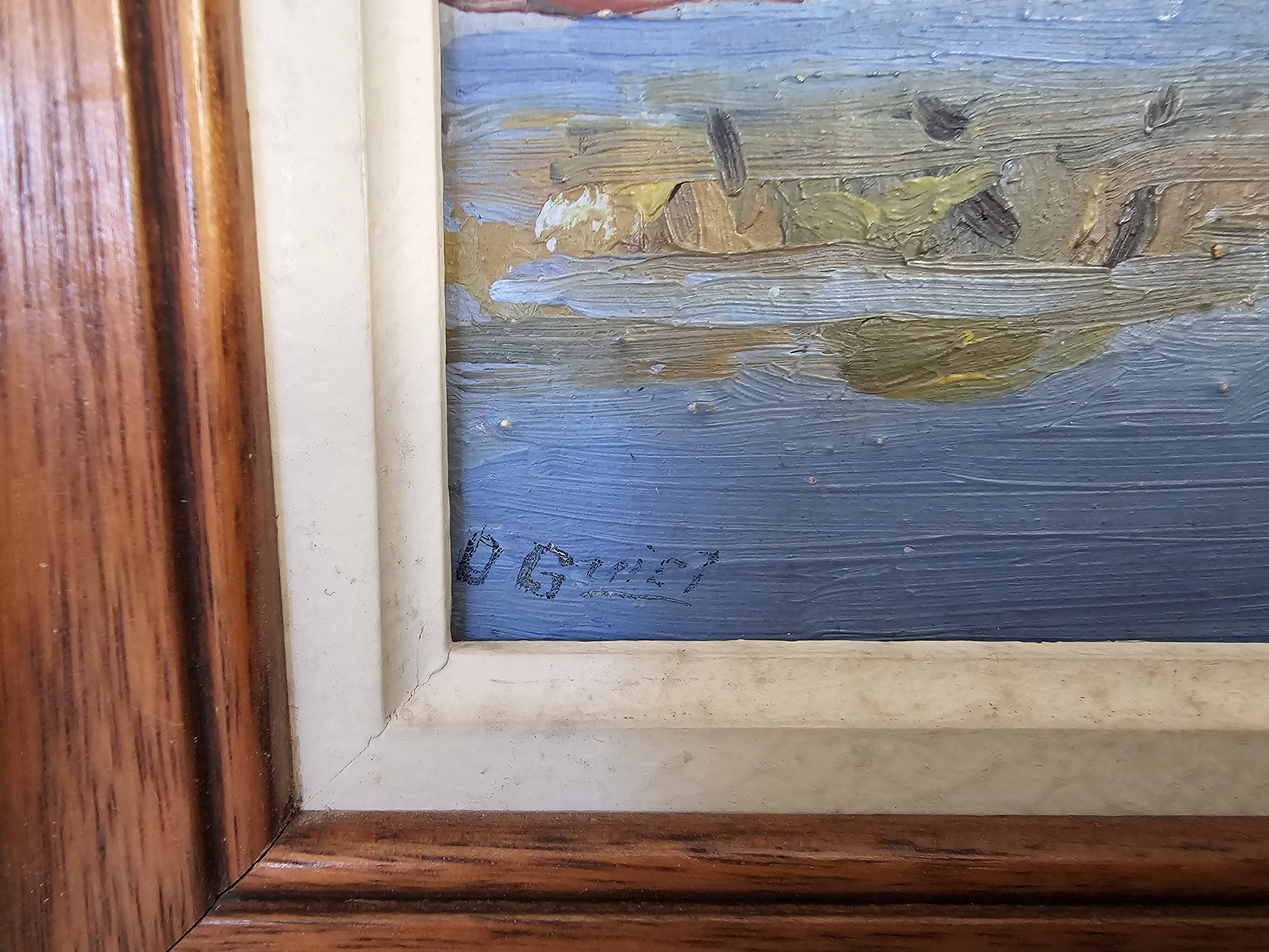 Oil painting on isorel Montlouis sur Loire - Rochecorbon Signed D Guiet