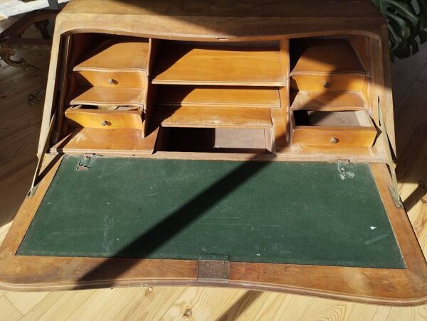 Secrétaire ancien à abattant en bois fruitier, fin XIXème s.