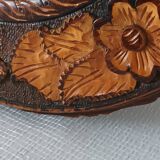 Round vintage carved wooden mirror