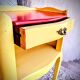 Bedside Louis XV patinated yellow and red