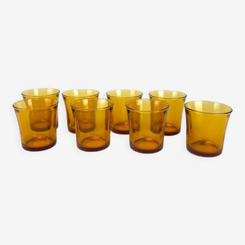 8 verres à vin Duralex couleur ambrée années 70