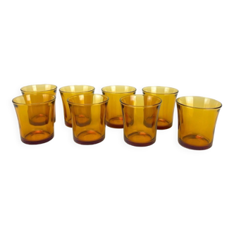 8 wine glasses Duralex amber color 70s