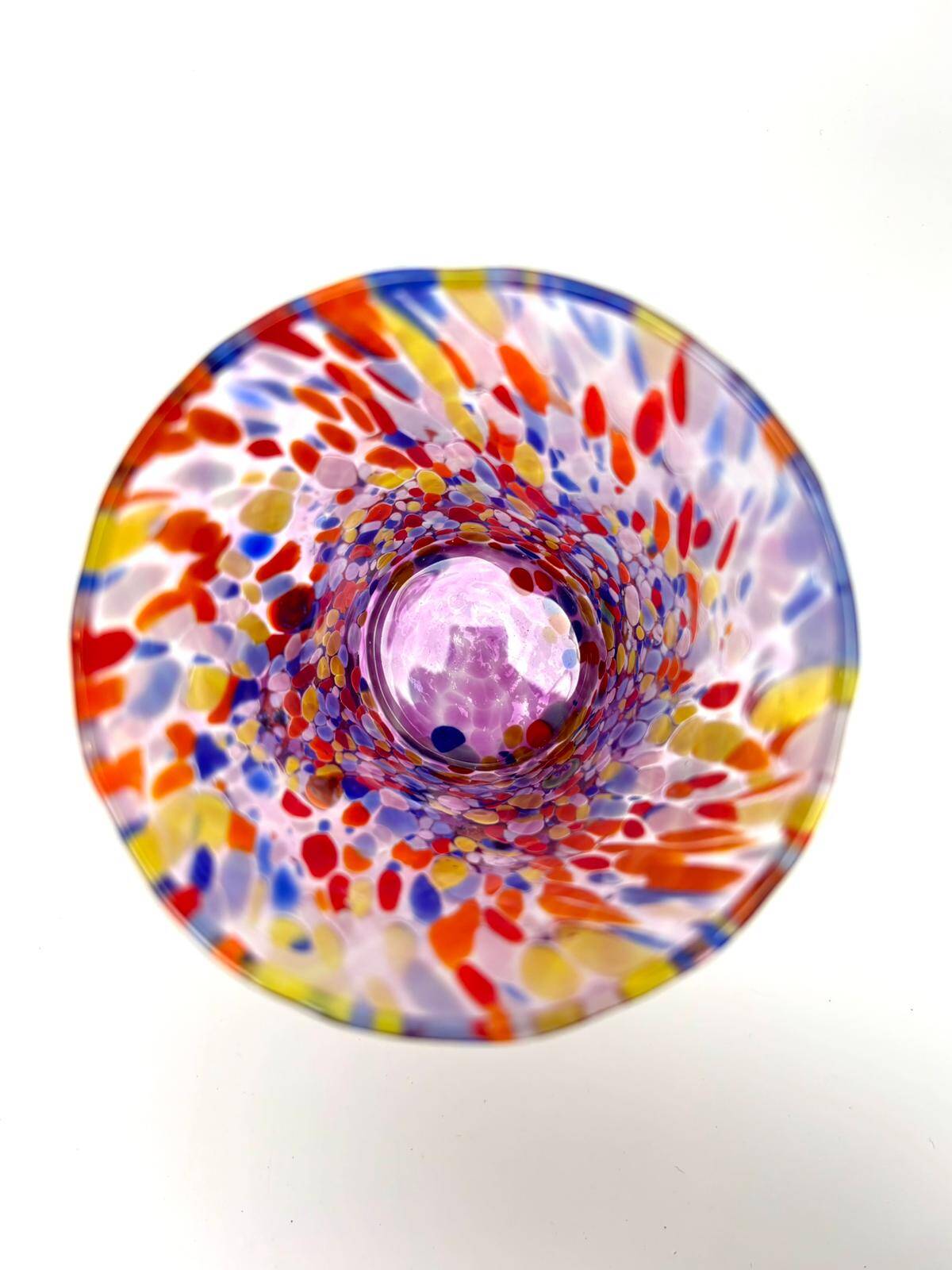 Set of 6 blown glass glasses with Murano murrine.