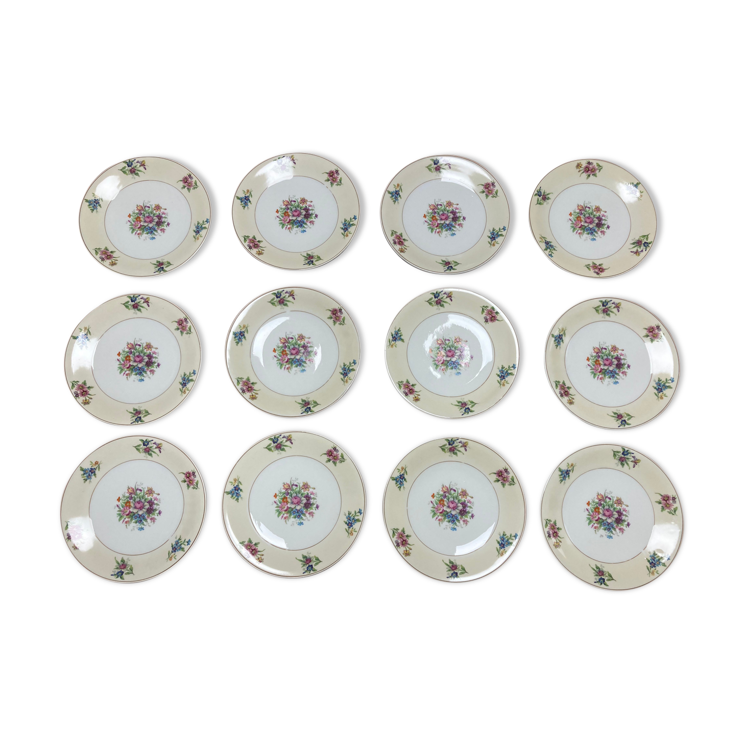 Dessert service 12 plates and a platter of Limoges