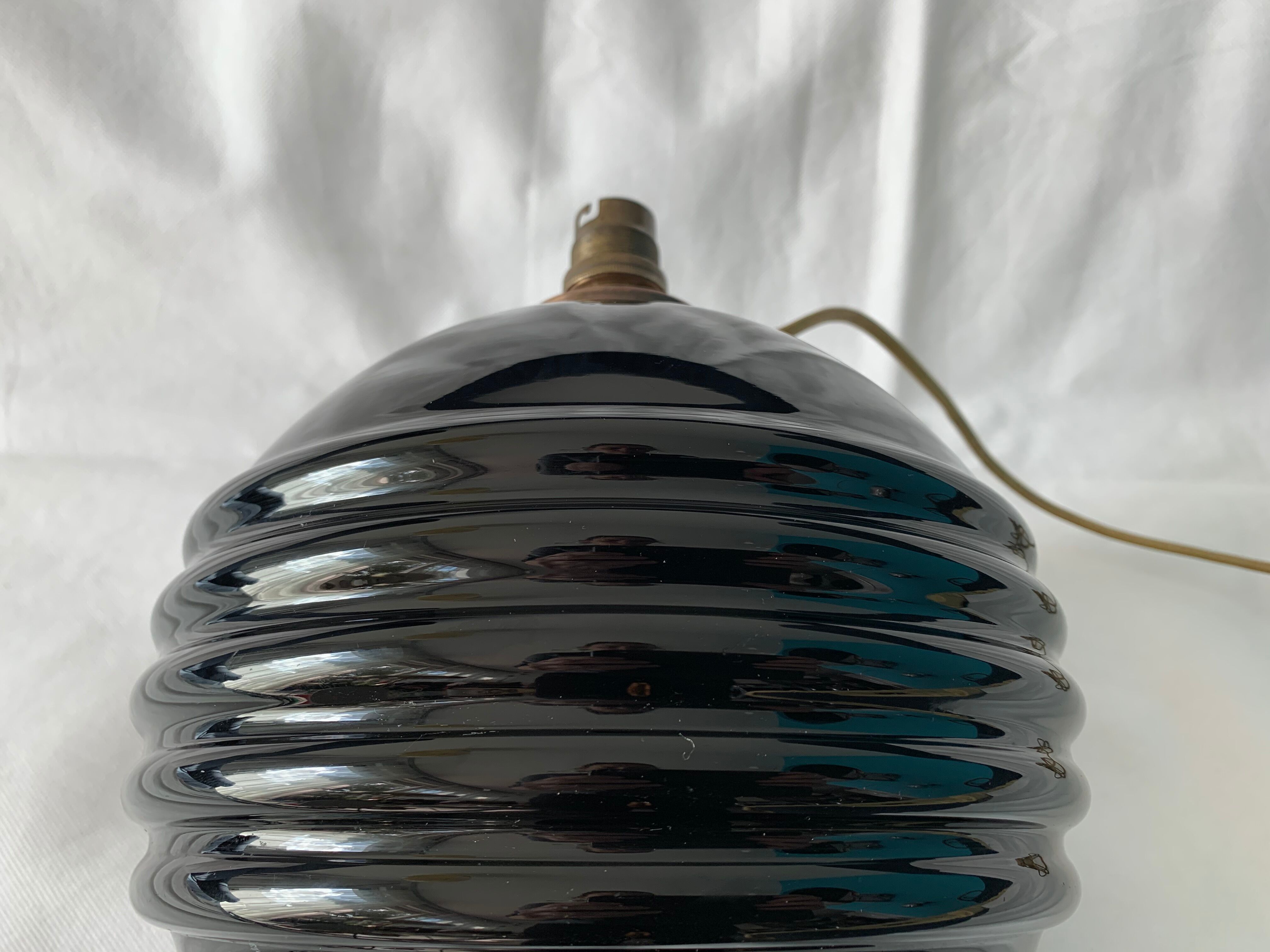 Black opaline ball lamp foot France art deco