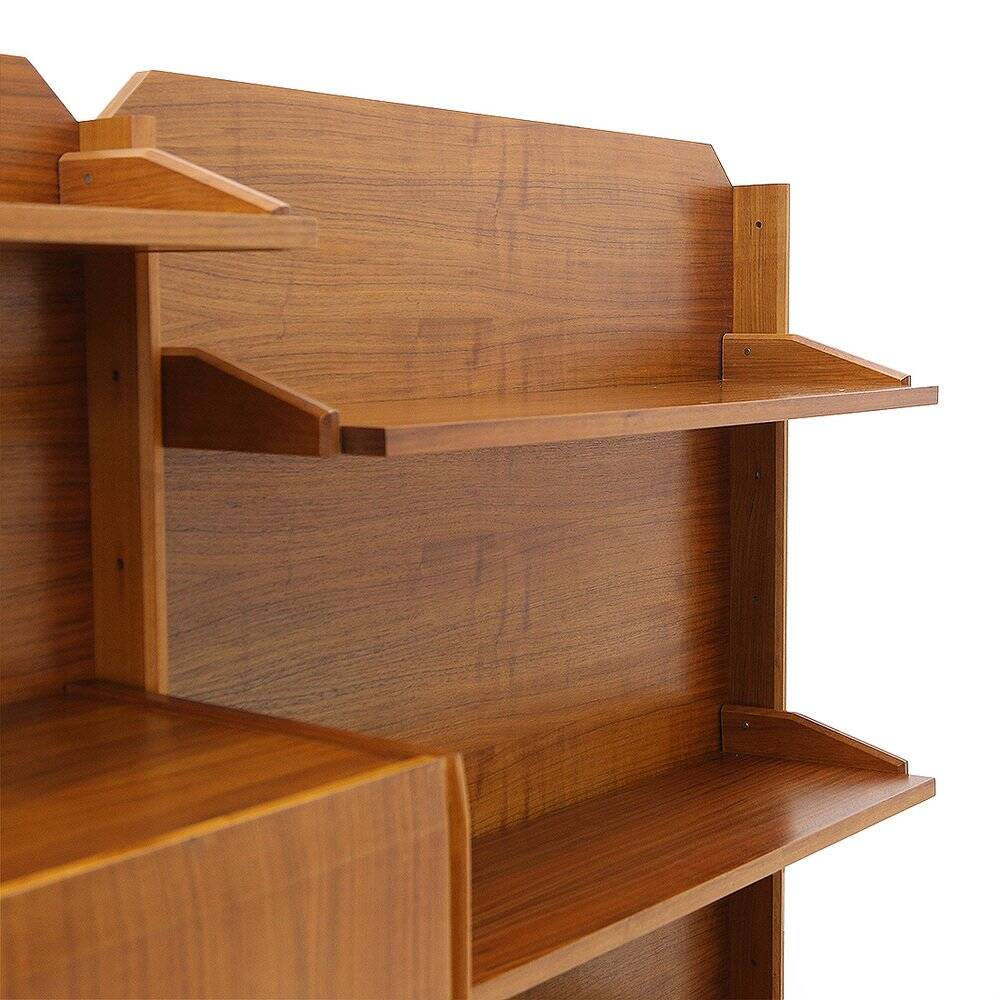 Wall unit with shelves, drawers and cabinets, 1960s.