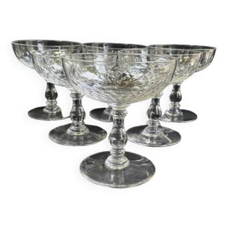 6 Coupes à champagne Baccarat Richelieu forme 62