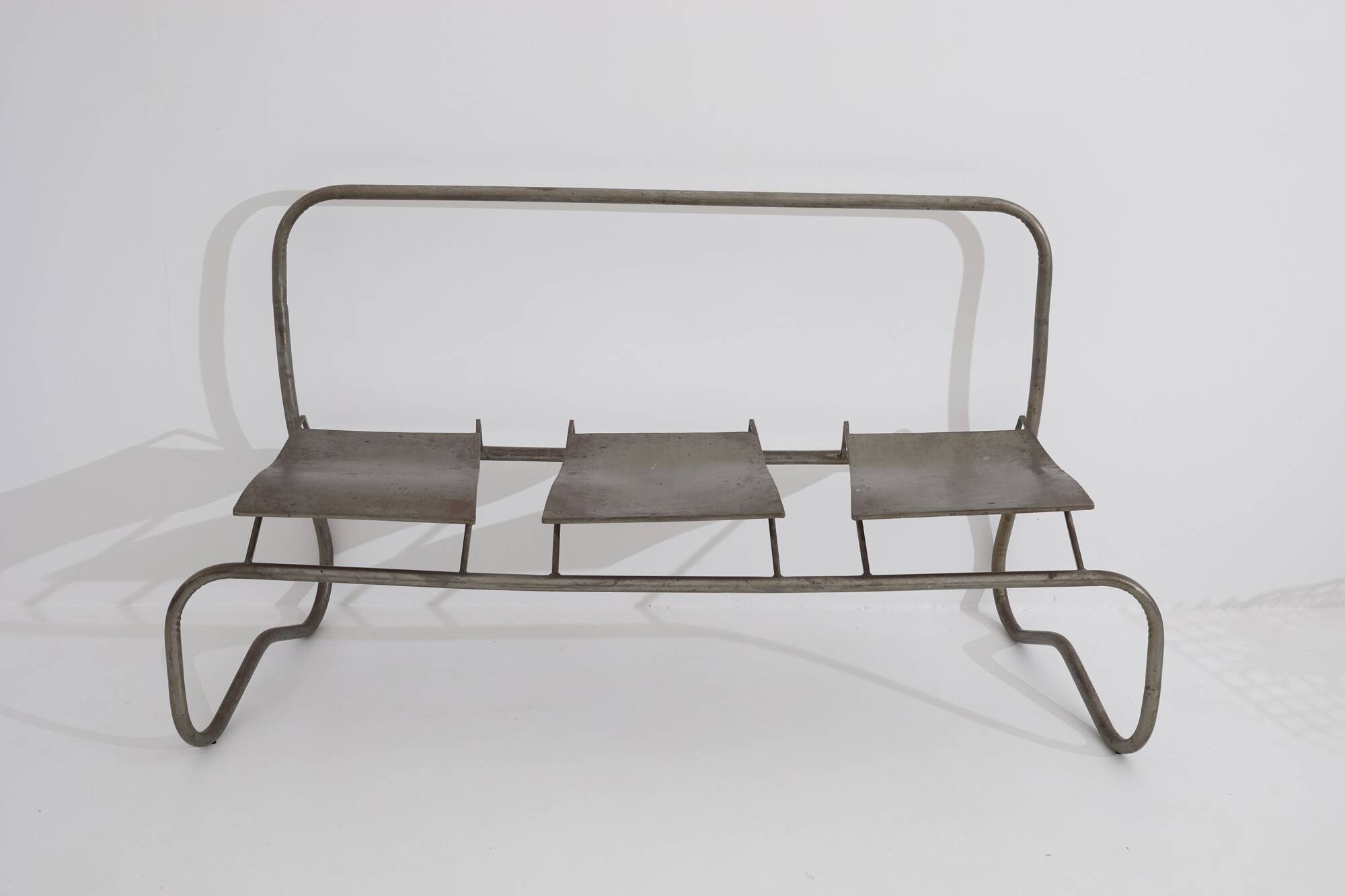 Sculptural metal bench / Artist's work signed Circa 2000