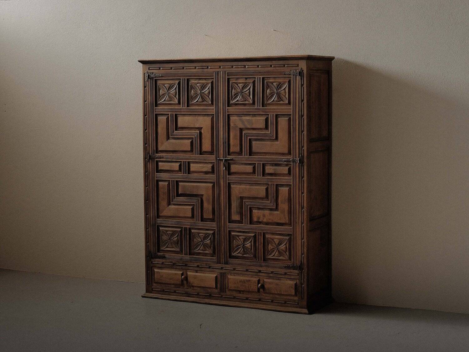 Handcrafted two-door cabinet, Spain, circa 1950