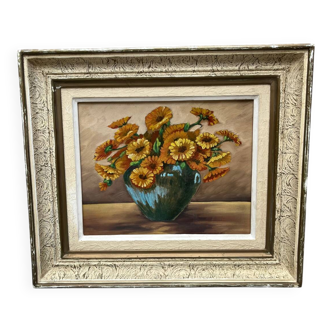 Framed oil painting "orange flower bouquet"