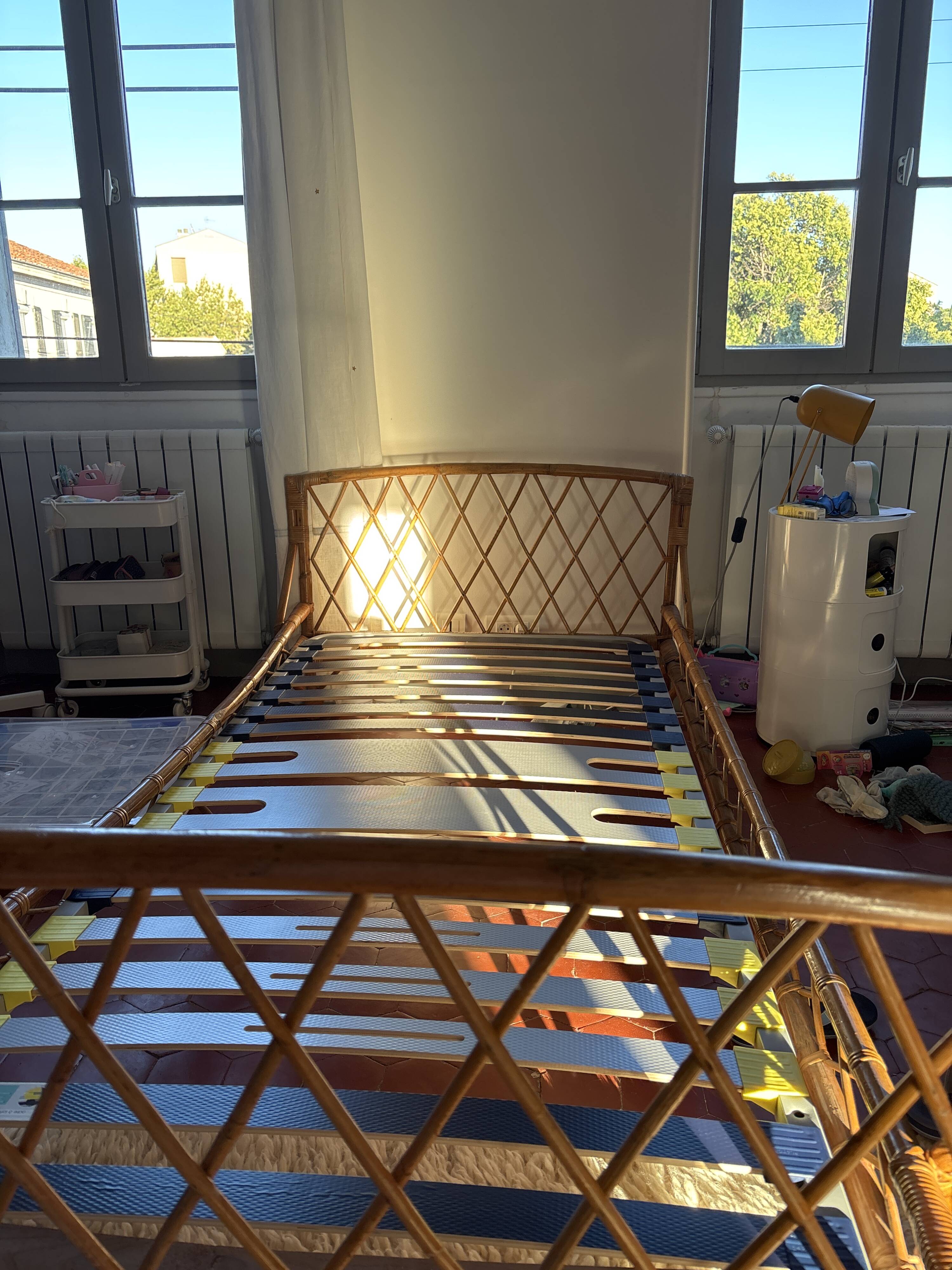 Lit rotin enfant une place