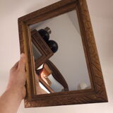 Rectangular mirror frame golden wood art deco flowers 1930