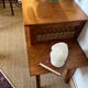 Table d’appoint table de chevet vintage bois pieds compas et rotin