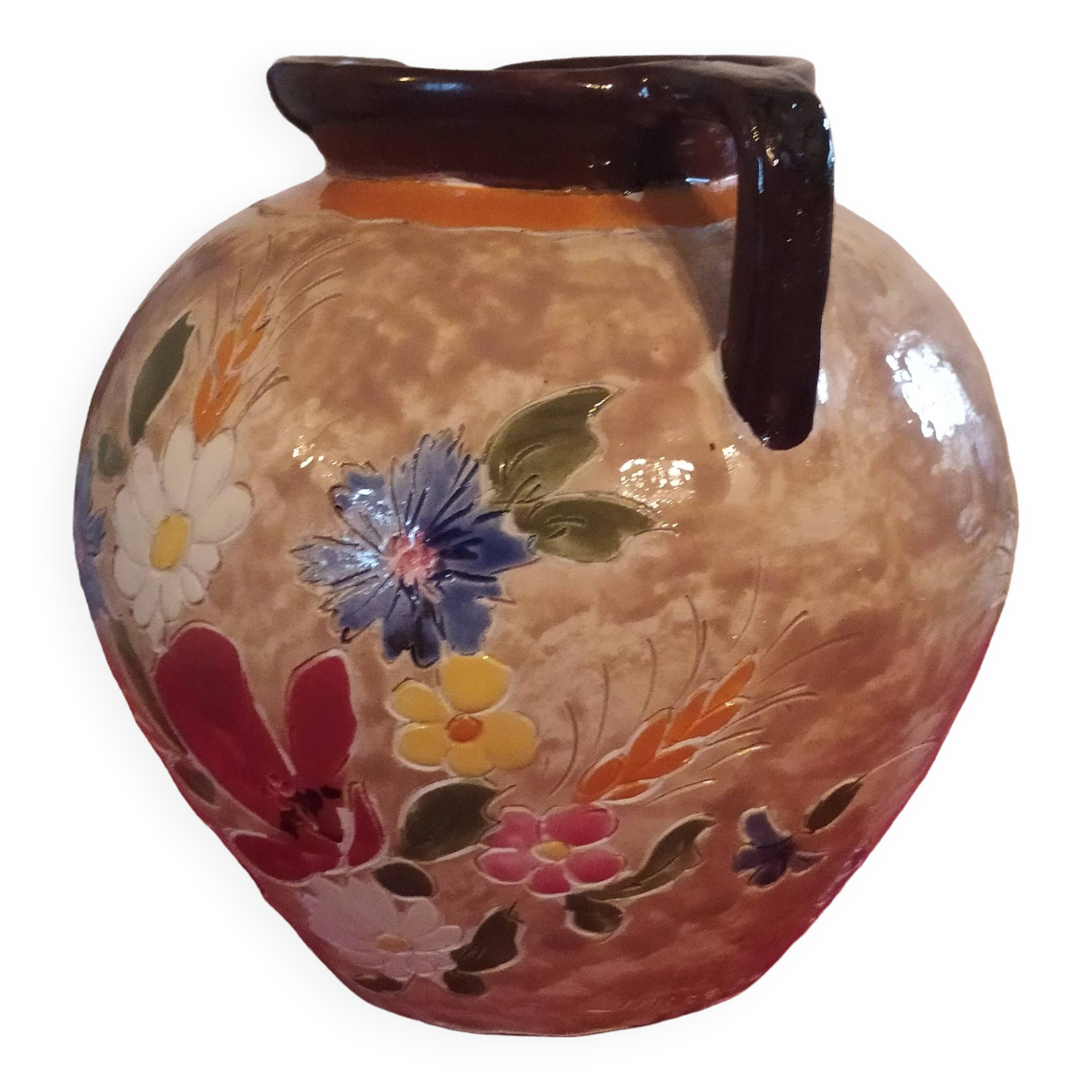 old Vallauris ball vase signed J Massier