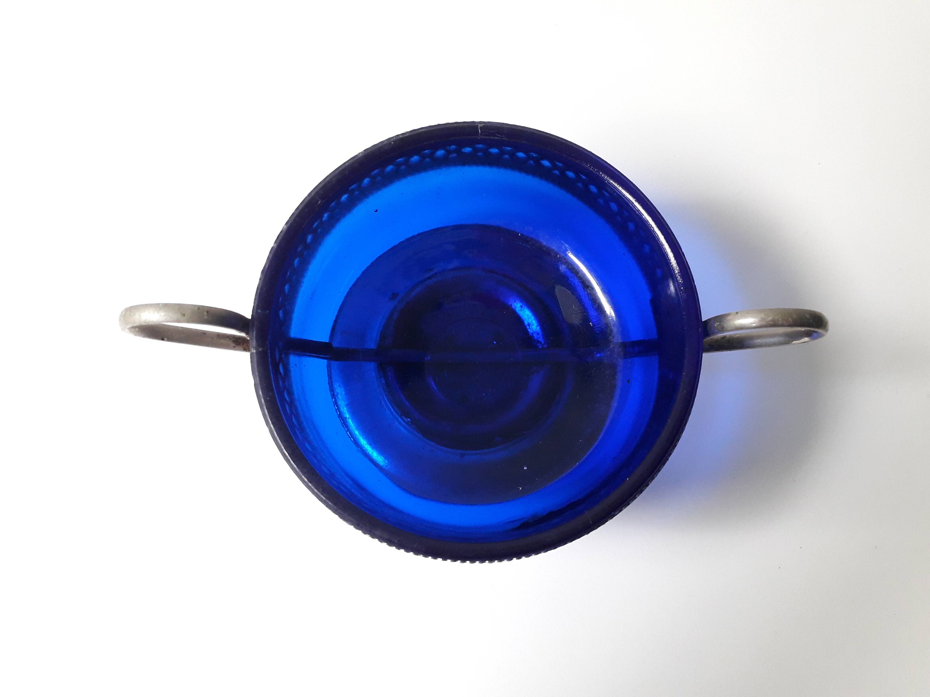 Navy blue bowl with pewter base (A1)