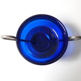 Navy blue bowl with pewter base (A1)