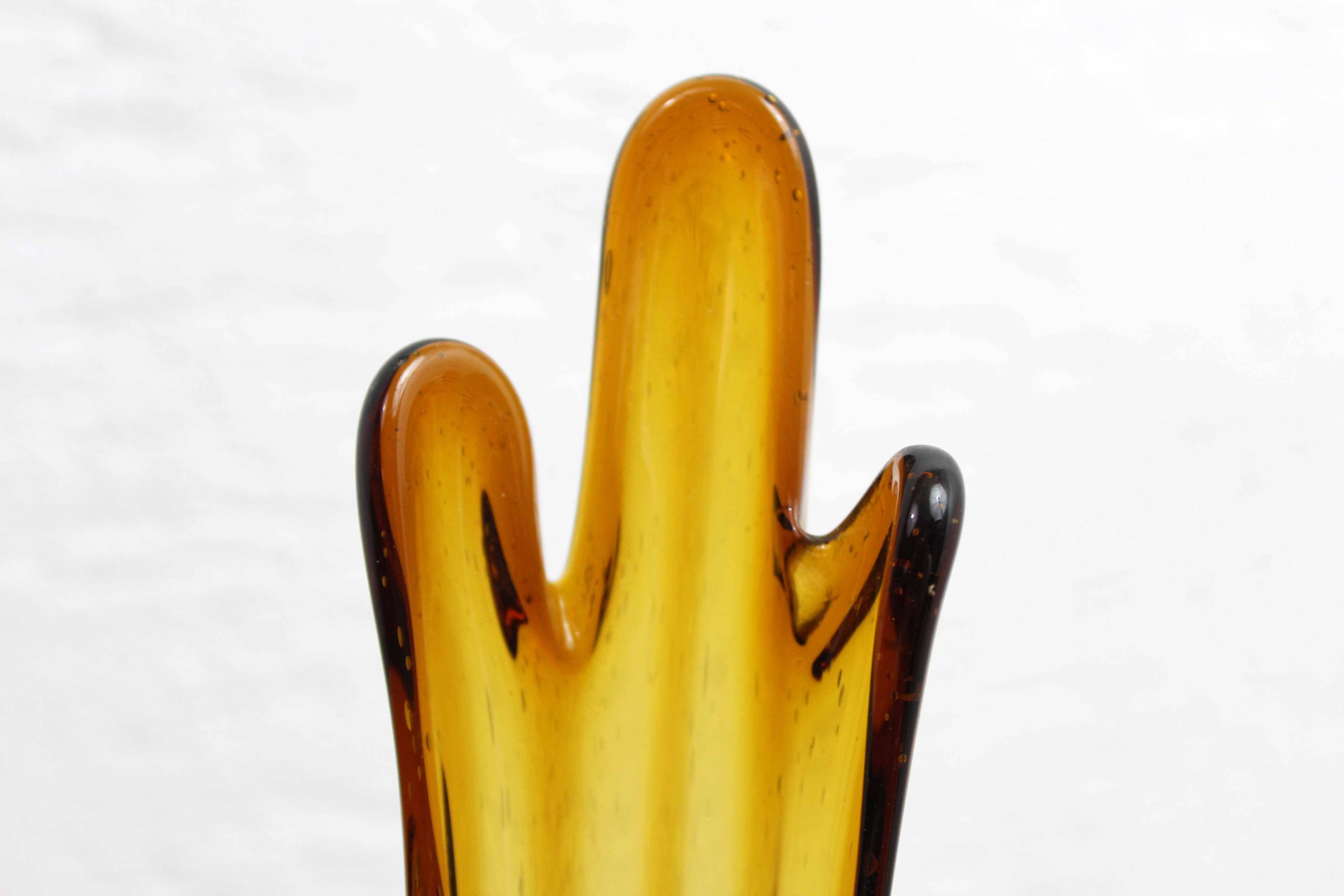 Vintage amber glass vase 1970