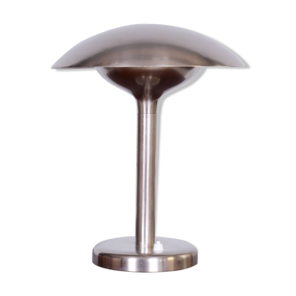 Lampe de table tchèque Bauhaus, Designer František Anýž, Acier nickelé, années 1920