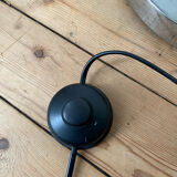 Vintage floor lamp has two opaque glass spheres